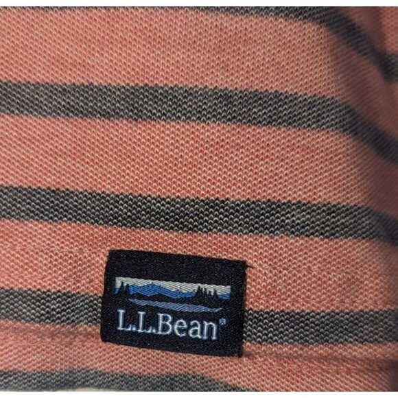 LL Bean Polo Shirt Short Sleeve Striped Light Red Traditional Fit Mens XL Reg - Picture 5 of 5